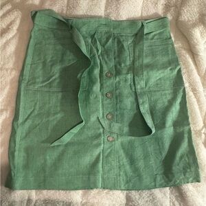 J. Crew Mint Green Button-Front Midi Skirt